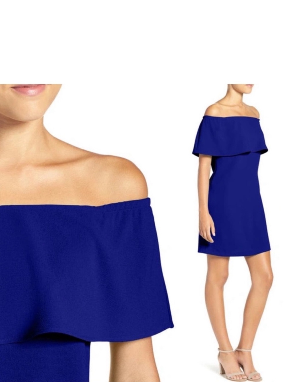 Charles Henry Off-Shoulder Dress  Royal Blue  
Size Large